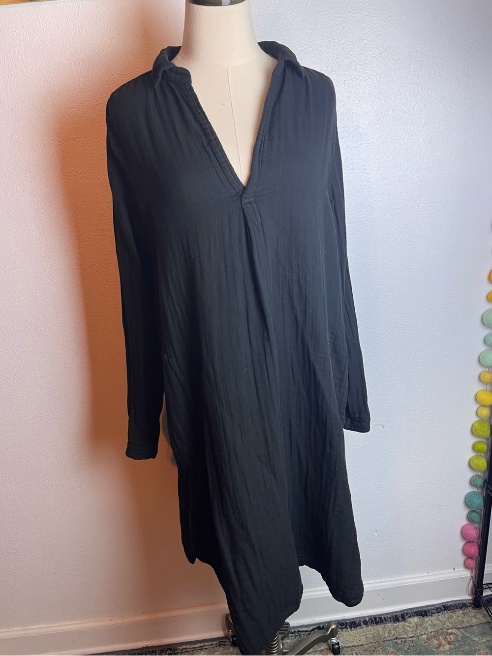 CP Shades Black V-Neck Tunic 100% Cotton